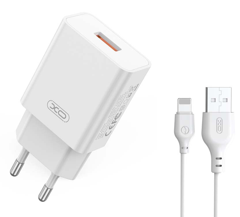 XO L127 USB-A QC18W Φορτιστής Γρήγορης Φόρτισης με Lightning Καλώδιο