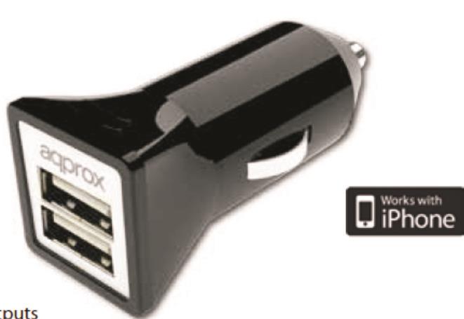 APPROX ΦΟΡΤΙΣΤΗΣ ΑΥΤΟΚΙΝΗΤΟΥ 2USB 5V 3.1A ΜΑΥΡΟ