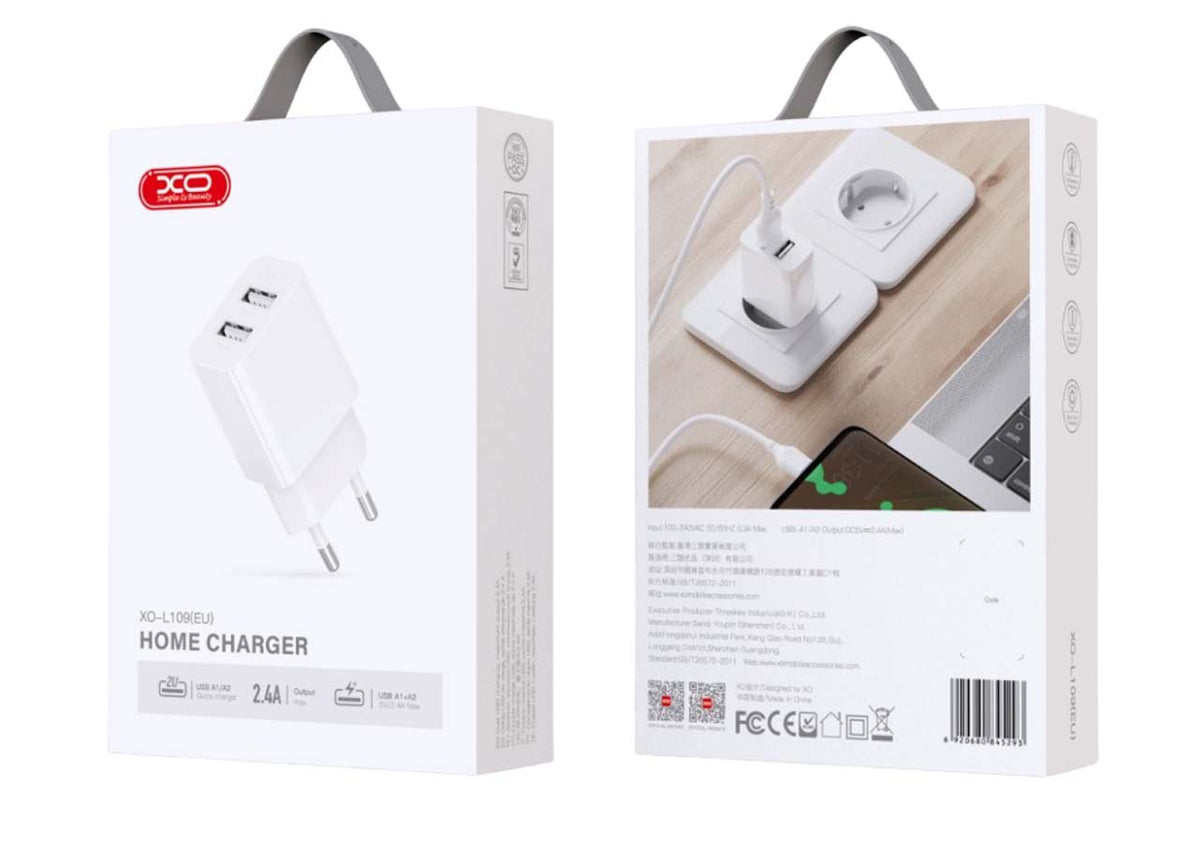 XO L109 (EU) Dual USB-A 2.4A Charger