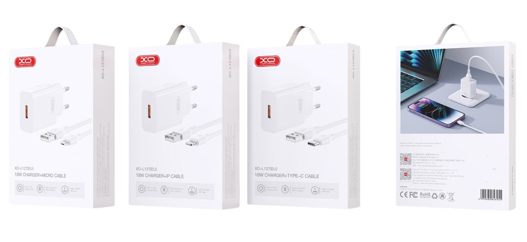 XO L127 USB-A QC18W Φορτιστής Γρήγορης Φόρτισης με Micro Καλώδιο