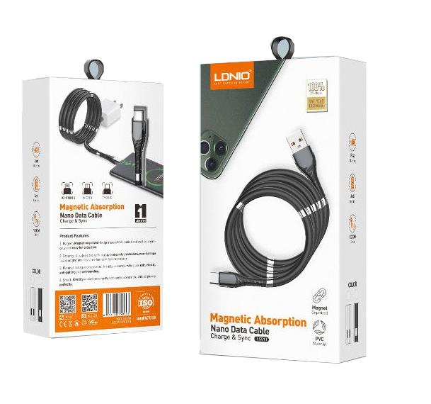 LDNIO ΚΑΛΩΔΙΟ ΦΟΡΤΙΣΗΣ LS511 ΜΕ ΜΑΓΝΗΤΕΣ, MICRO USB, ΛΕΥΚΟ