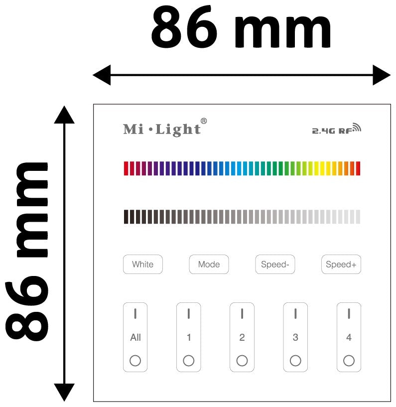 Avide LED Ταινία 12V RGB+W 4 Ζωνών RF Χωνευτό /2xAAA/ Αφής