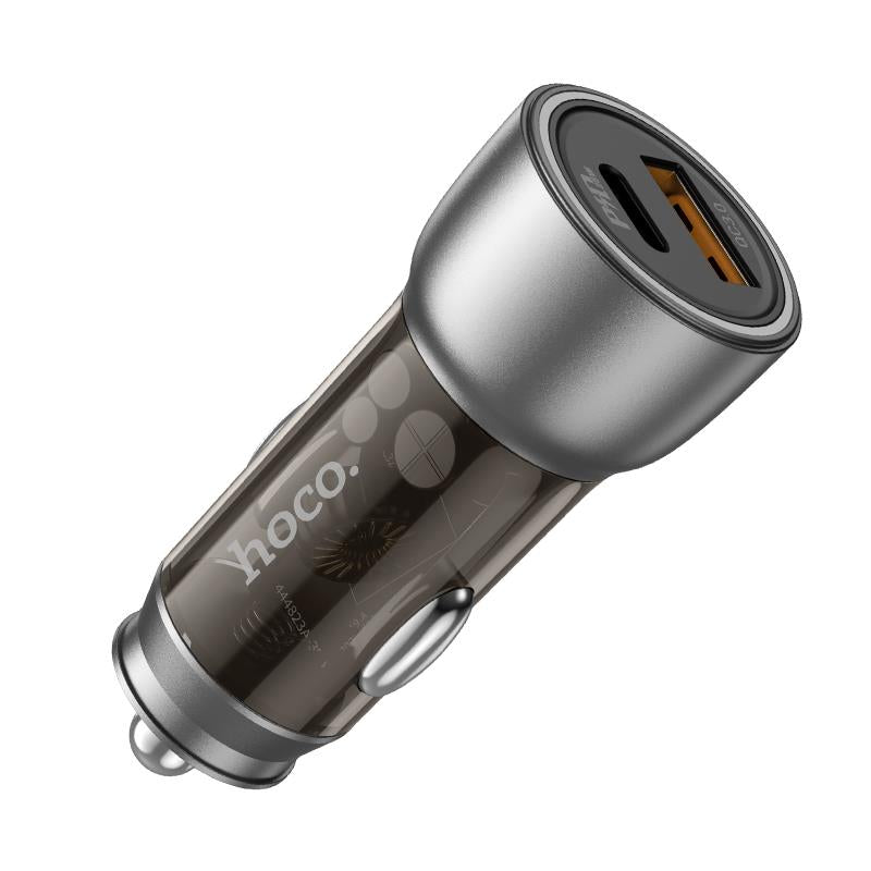 HOCO NZ8 ΦΟΡΤΙΣΤΗΣ ΑΥΤΟΚΙΝΗΤΟΥ, SPRINTER PD25W+QC3.0, 1 ΘΥΡΑ ΔΙΑΦΑΝΟ ΚΑΦΕ