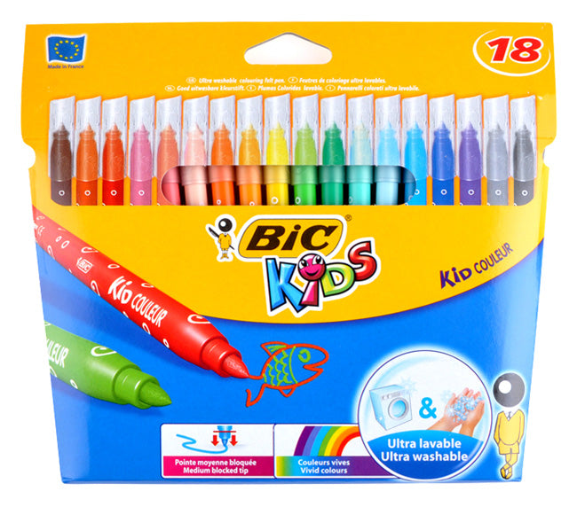 BIC σετ χρωματιστών μαρκαδόρων Kid Couleur, ultra washable, 18τμχ