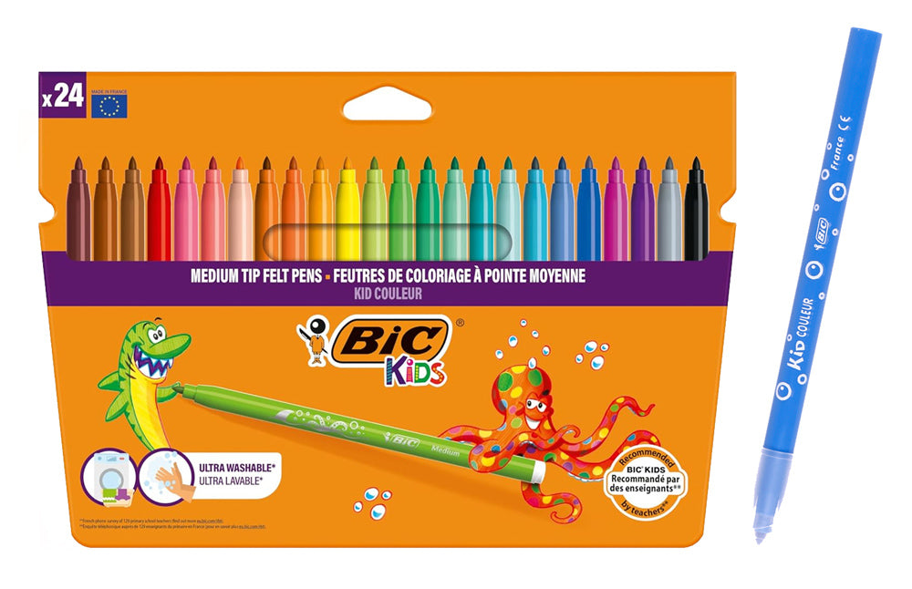 BIC σετ χρωματιστών μαρκαδόρων Kid Couleur, ultra washable, 24τμχ