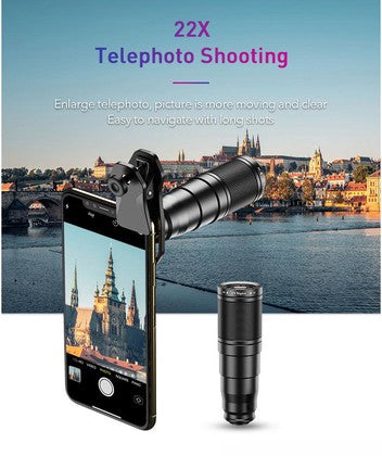 APEXEL σετ φακών για smartphone 22X105-4IN1 με τρίποδο, 4 σε 1, 22x zoom