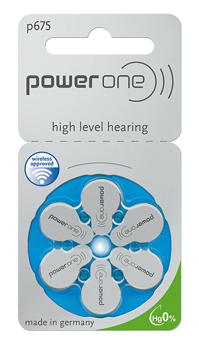 POWER ONE μπαταρίες ακουστικών βαρηκοΐας P675, mercury free, 1.45V, 6τμχ