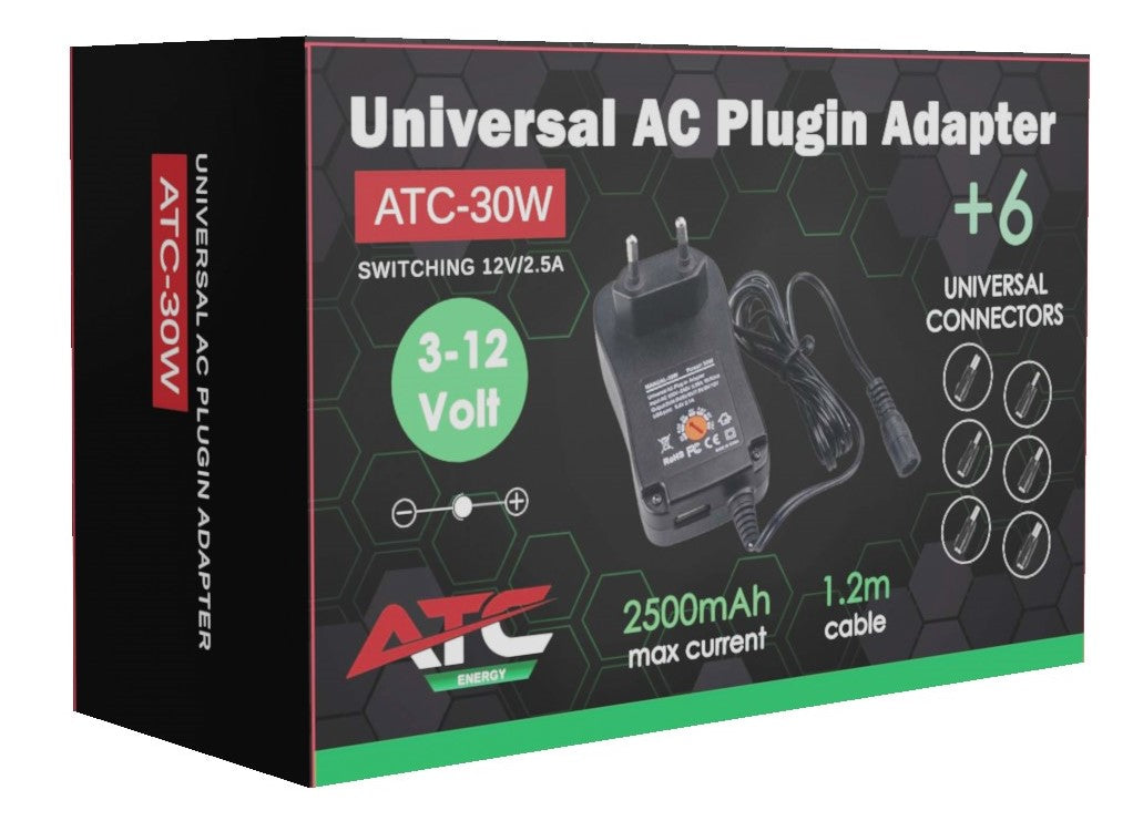 Τροφοδοτικό 30W 12V/2.5A Switching με 6 Κεφαλές