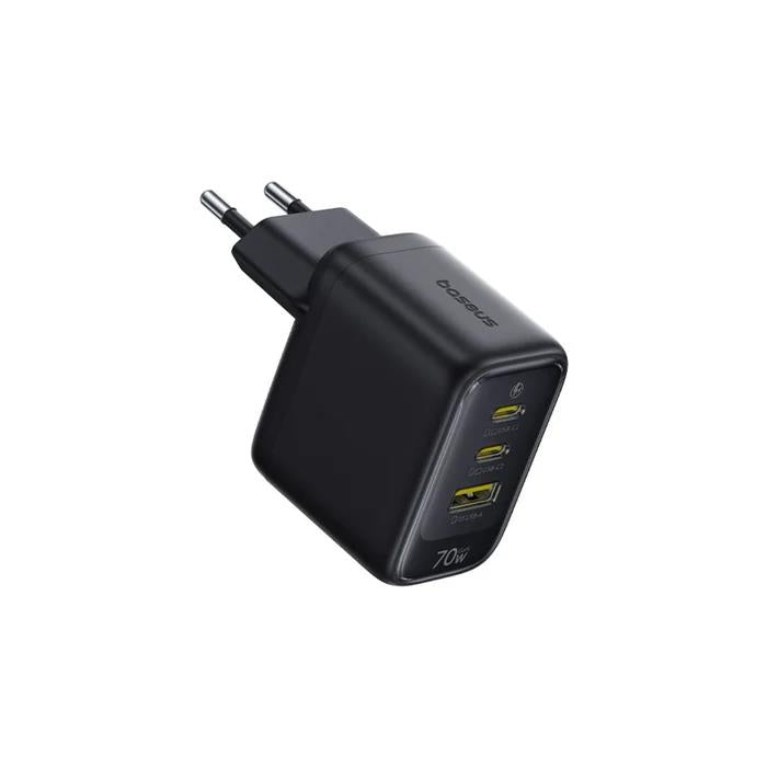 BASEUS ENERFILL FE22, ΦΟΡΤΙΣΤΗΣ ΤΟΙΧΟΥ, 2X TYPE-C + 1X USB-A, 70W, COSMIC BLACK