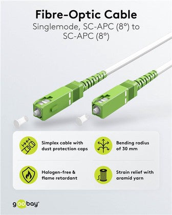 GOOBAY καλώδιο οπτικής ίνας SC-APC 59604, Singlemode OS2, 20m, λευκό