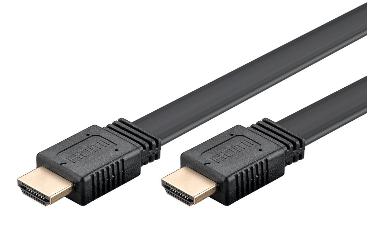 GOOBAY καλώδιο HDMI 2.0 61280, Ethernet flat, 4K/60Hz 18 Gbps, 3m, μαύρο