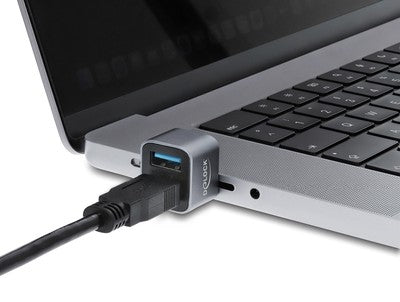 DELOCK mini USB hub 64359, 2x θυρών, USB 3.2, 10Gbps, USB-C σύνδεση, γκρι