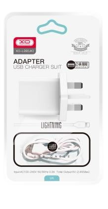 XO L99 Φορτιστής UK με Καλώδιο Lightning 2.4A