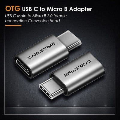 CABLETIME αντάπτορας USB-C σε micro USB CT-CMMCBF-ASG, 480Mbps, γκρι