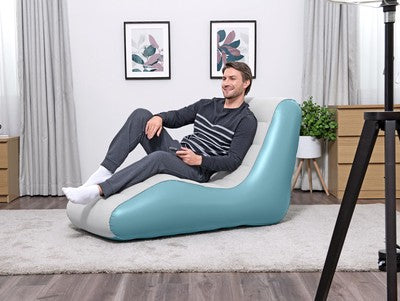 BESTWAY φουσκωτή πολυθρόνα 75127, 133x79x88cm, γαλάζια/λευκή