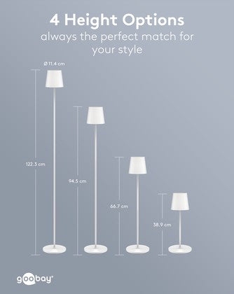 GOOBAY επιτραπέζιο φωτιστικό 76572, RGBW, dimmable, επαναφορτιζόμενο, έως 122.3cm ύψος, λευκό