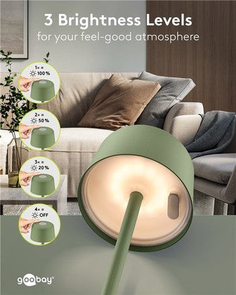 GOOBAY επιτραπέζιο φωτιστικό 77677, 3000K, dimmable, επαναφορτιζόμενο, πράσινο