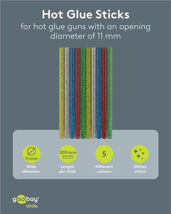GOOBAY ράβδοι σιλικόνης 77855, Φ11mm x 200mm, glitter διάφορα χρώματα, 10τμχ
