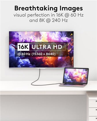 GOOBAY καλώδιο HDMI 2.2 80091, 16K/60Hz, 96 Gbps, 1m, μαύρο