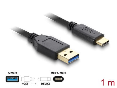 DELOCK καλώδιο USB-C σε USB 83870, 10Gbps, 1m, μαύρο