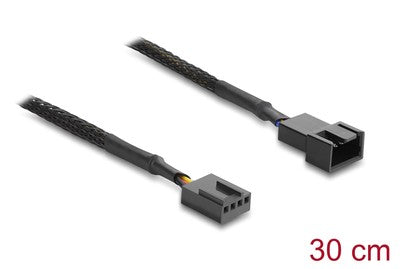 DELOCK καλώδιο προέκτασης 4pin PWM 91360 για ανεμιστήρες, 30cm, μαύρο