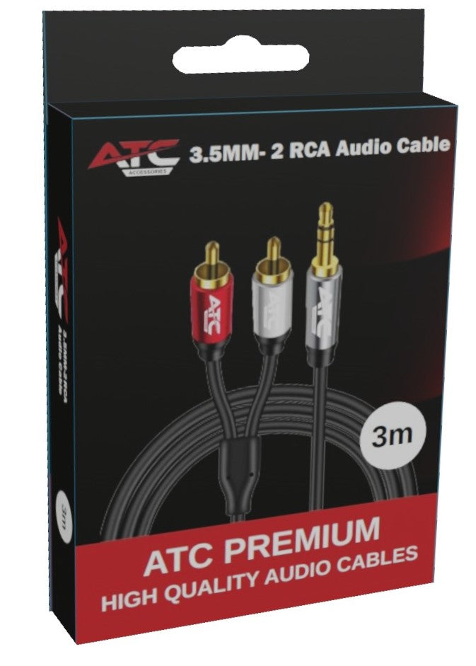 ATC HQ 3.5mm M/ 2 X RCA Cable 3m