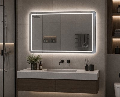 BRUNO καθρέφτης μπάνιου LED BRN-0285, οριζόντιος & κάθετος, 24W, 60x80cm, IP67