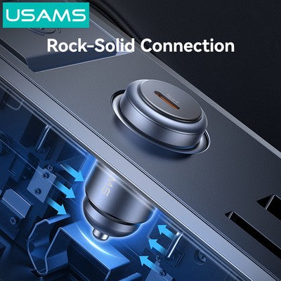 USAMS φορτιστής αυτοκινήτου CC321, USB-C, 30W, γκρι