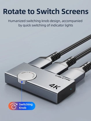 CABLETIME HDMI switch CT-HS4K2-AG, 2 σε 1, 4K/60Hz, bi-directional, γκρι