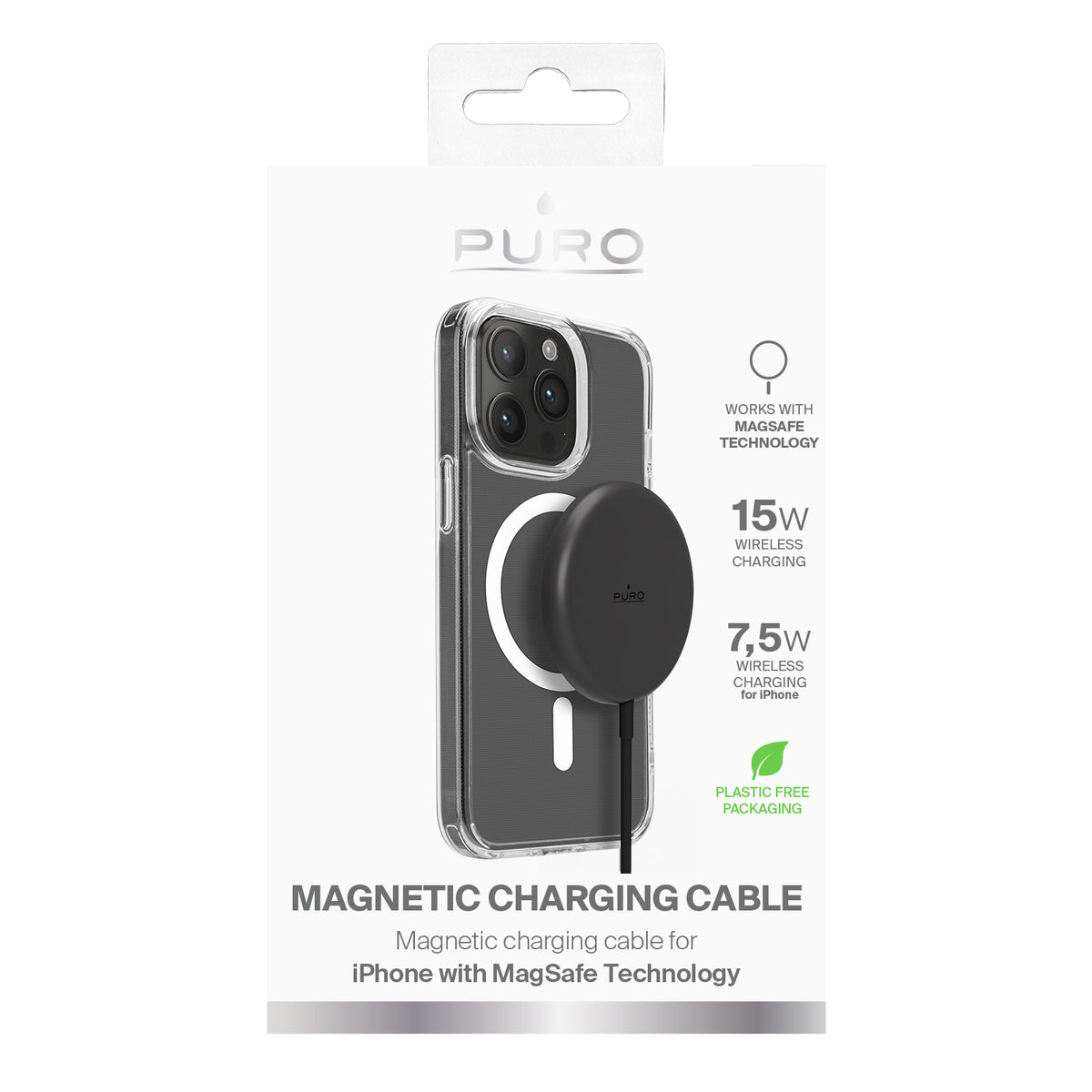 Puro Wireless Charging Station USB-C MagSafe compatibile, 1m Black