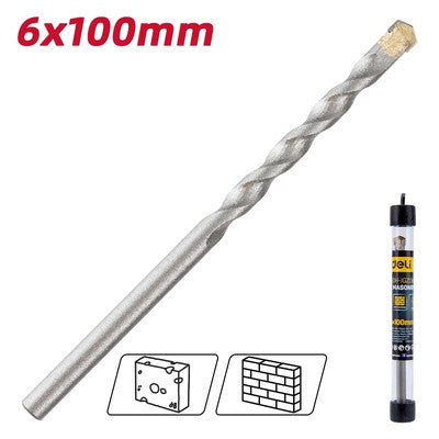DELI τρυπάνι DH-JGZ060-E1 για τοίχο, 40Cr YG6, 6x100mm, κυλινδρικό