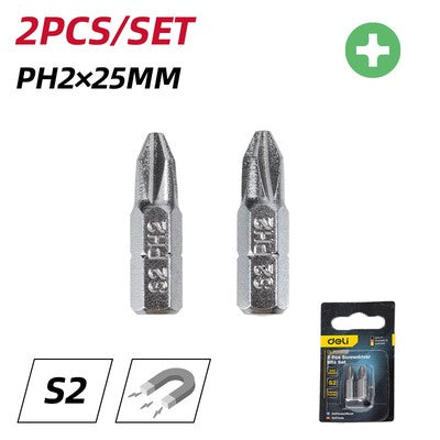 DELI σετ μύτες κατσαβιδιού DL251002, μαγνητικές, PH2x25mm, 2τμχ