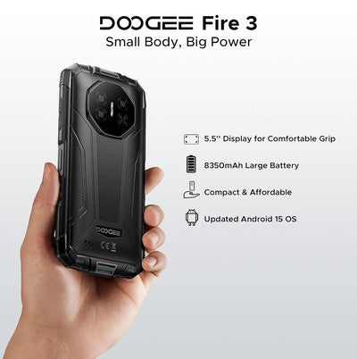DOOGEE smartphone Fire 3, 5.5", 3/64GB, 8350mAh, IP68/IP69K/MIL-STD-810H, μαύρο