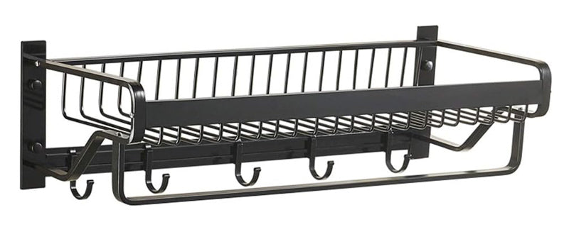 HOME USE κρεμάστρα με ράφι HUH-0164, μεταλλική 57x22x13cm, μαύρη