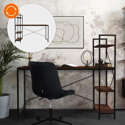 HOME USE γραφείο HUH-0249 με ραφιέρα, 120x60x122cm, καφέ/μαύρο