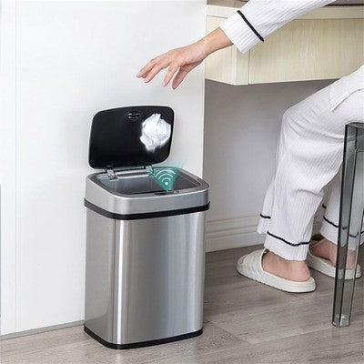 HOME USE κάδος απορριμμάτων HUH-0256 με φωτοκύτταρο, ανοξείδωτο ατσάλι, 15lt, ασημί