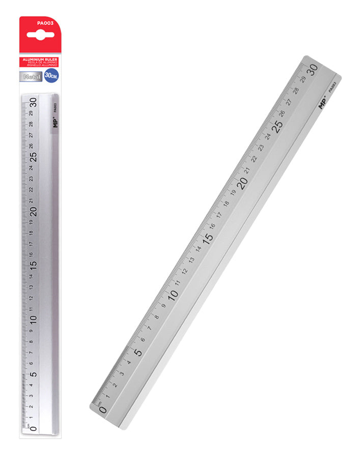 MP μεταλλικός χάρακας PA003, 30cm, ασημί