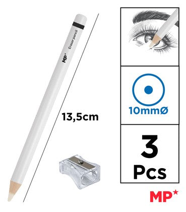 MP ξυλομπογιά PA1102 με ξύστρα, 5mm μύτη, στρογγυλό, λευκό, 2τμχ