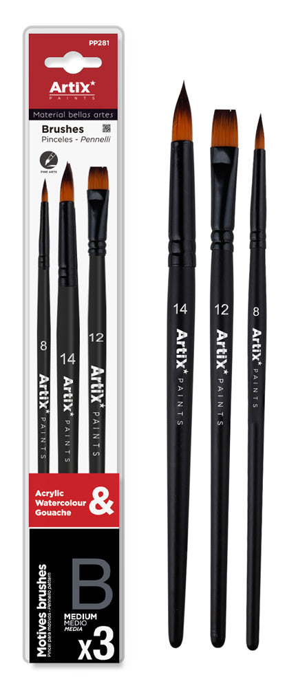 ARTIX PAINTS σετ πινέλων ζωγραφικής PP281, μαύρο, 3τμχ