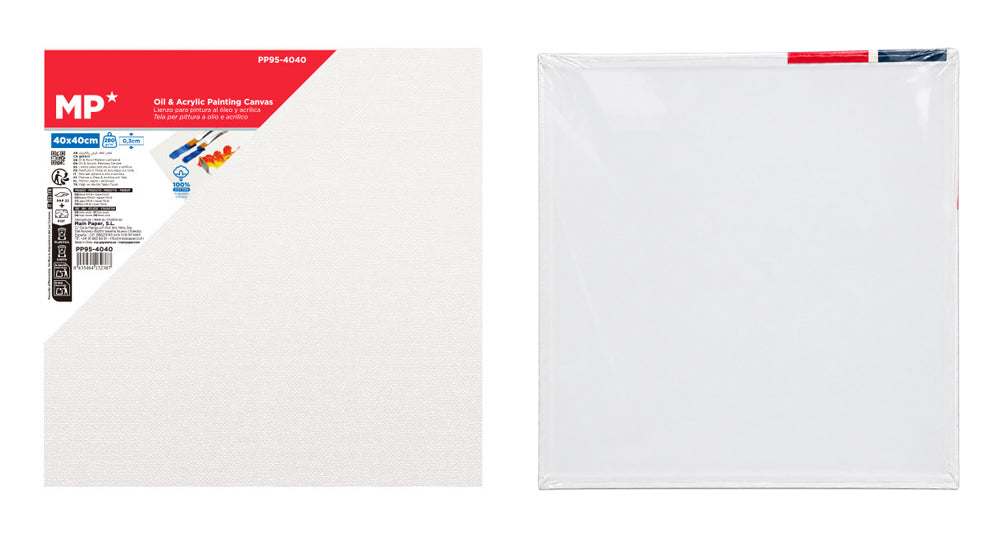 MP καμβάς καρτολίνο ζωγραφικής PP95-4040, 40x40cm, 280gr/m², λευκός