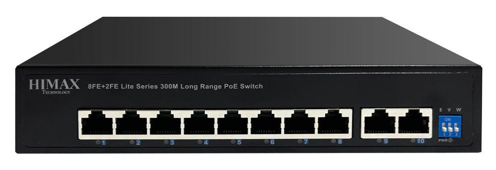 HIMAX PoE switch PS1802E-L, 8x Ethernet PoE & 2x Ethernet θύρες, έως 100Mbps