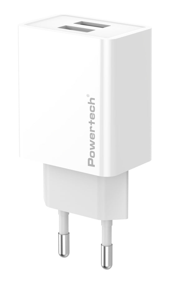 POWERTECH φορτιστής τοίχου PT-1321, 2x USB, 12W, λευκός