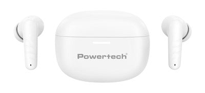 POWERTECH earphones με θήκη φόρτισης PT-1432, True Wireless, 35/300mAh, λευκά