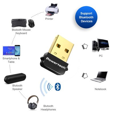 POWERTECH USB Bluetooth 5.1 αντάπτορας PT-1452 με εμβέλεια έως 20m