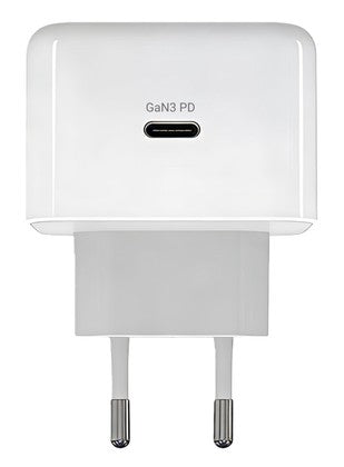 POWERTECH φορτιστής τοίχου PT-1581 με καλώδιο, USB-C, 40 έως 60W, GaN, AVS, λευκός