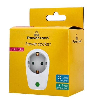 POWERTECH αντάπτορας ρεύματος PT-996, 1 θέση schuko, 16A, 3680W, λευκός