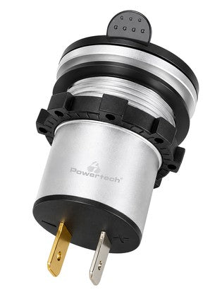 POWERTECH πρίζα USB για σκάφη & οχήματα PTL-031, USB-C & 2x USB, 36W, με οθόνη, IP65
