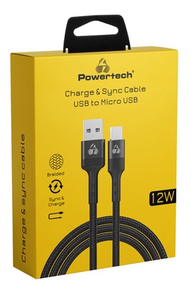 POWERTECH καλώδιο micro USB σε USB PTR-0170, 12W 2.4A, copper, 1.5m, μαύρο