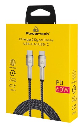 POWERTECH καλώδιο USB-C PTR-0198, PD 60W, 480Mbps, 1m, μαύρο