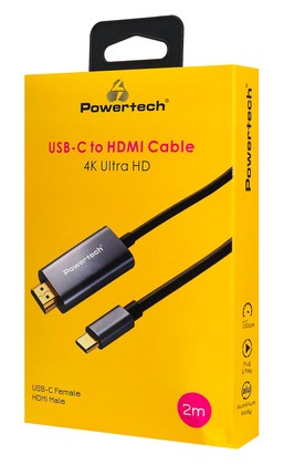 POWERTECH καλώδιο USB-C σε HDMI PTR-0210, 4K/30Hz, 10 Gbps, 2m, μαύρο